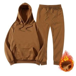 Chándal de invierno 2024 para hombres y mujeres, traje de correr de lana a la moda con pantalones de chándal con capucha, ropa de correr de invierno ecológica - Product Image 1