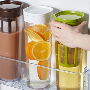 Large Capacity Plastic Cold Brew <b>Pitcher</b> with Removable Infuser <b>Filter</b> Iced Tea <b>Water</b> Juice Jug BPA Free Fridge Door Fit - Product Image 2