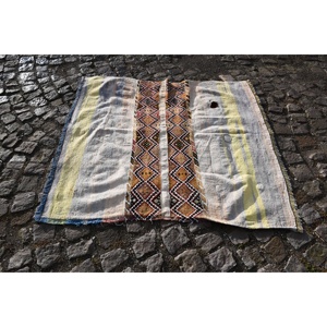 Alfombra turca Étnica Vintage 4,3 X 4.6ft Clásico Blanco Amarillo Patchwork Diseño Lana Látex Rectangular Área grande para sala de pasillo - Product Image 4