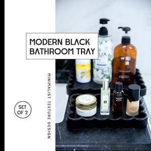 Bandeja multiusos negra de baño de resina elegante de alta calidad diseñada para durabilidad y estilo Productos de baño perfectos o artículos decorativos - Product Image 2