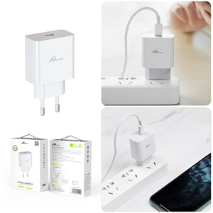 Enjoy GAN 35W QC3.0 Cable de carga de 2 a 1, adaptadores seguros para teléfono y auriculares, salida 5V3A, conexión 25A, UE - Product Image 1
