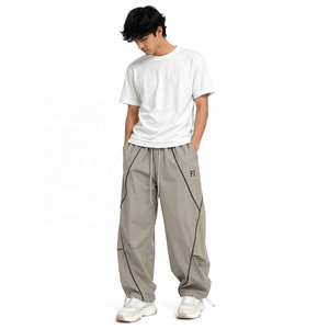 Pantalones Cargo de Nylon para Hombre al por Mayor con Bolsillos Laterales, Cintura Elástica, Impermeables, Transpirables, con Cordón, Estilo Casual de Pierna Ancha Y2K Streetwear USA - Product Image 1