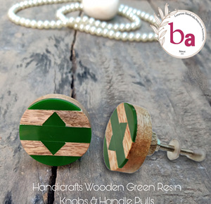 Boutons en résine verte en bois de conception industrielle, poignées de porte de tiroir d'armoire pour commode de cuisine à usage extérieur - Product Image 2