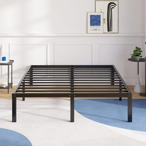 TRIHO THF-17177 - High Metal Platform <b>Twin</b> <b>Bed</b> <b>Frames</b> with Storage Space, Heavy Duty Steel Slat Support, No Box Spring Needed - Product Image 1