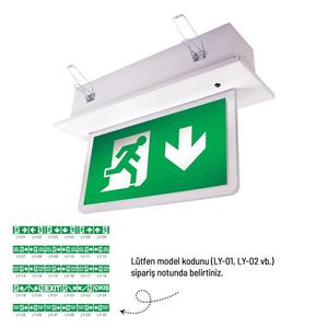 ไฟสัญญาณทางออกแบบฝังสองด้าน 220V ขนาด 110x360x75 มม. แหล่งกำเนิดแสง SMD สำหรับใช้งานภายในอาคาร - Product Image 1