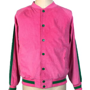Veste bomber réversible en laine rose et verte, vente en gros OEM, streetwear décontracté, imperméable, coupe-vent, respirante, printemps, devant - Product Image 1