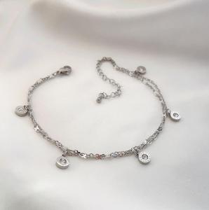 New Fashionable Double-Layer Titanium Steel Minimalist <b>Anklets</b> for Women in <b>Gold</b>/Silver with Crystal & Rhinestone - Product Image 5