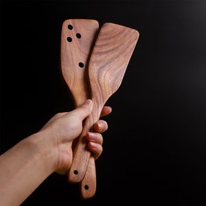 Espátulas de madera de acacia para cocinar, utensilios ecológicos, juego de Espátulas de cocina de madera natural - Product Image 4
