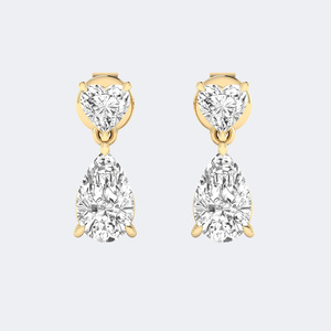 2.25CTW Heart Pear Two Stone Drop Earrings Gold Lab Grown <b>Diamond</b> Linear Dangle <b>Jewelry</b> for Women - Product Image 6
