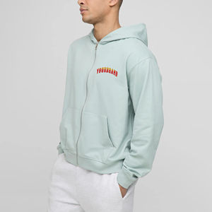 Sweats à capuche et sweat-shirt à fermeture éclair pour hommes 100% coton, sweat à capuche surdimensionné à épaules tombantes, sweat à capuche avec logo personnalisé pour homme - Product Image 2