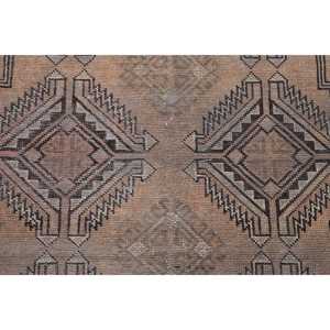 3.5x6.46 ft Accent Vintage Rug, Turkish Rug, <b>Brown</b> Red Ikat <b>Wool</b> Rug - Product Image 5
