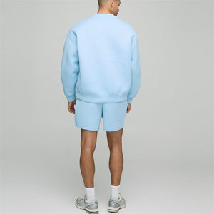 Conjunto corto de sudadera y Jogger para hombre, Sudadera de cuello redondo y pantalón corto liso - Product Image 2