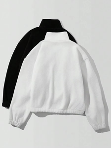 Mode polaire sweats à capuche Patchwork surdimensionné demi veste zippée manteau personnalisé 100% laine sweat hommes veste - Product Image 6