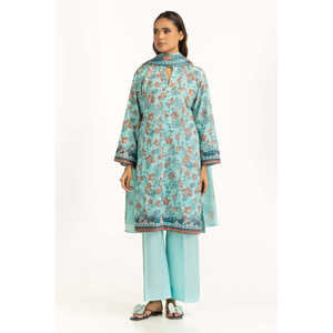 ชุดสูทลายพิมพ์สีฟ้า 3 ชิ้นสำหรับผู้หญิง สไตล์สาวออฟฟิศ ตกแต่งด้วยกระดุม - Product Image 5