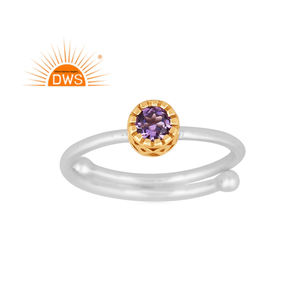 Dernier modèle Bague ajustable en argent sterling fin avec améthyste rose naturelle Fabricant de bijoux - Product Image 1