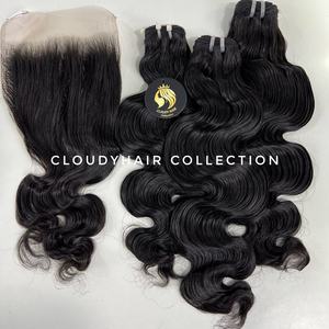 Meilleure vente en gros de cheveux ondulés bruts à cuticule alignée, 100% paquets de cheveux bruts non traités ondulés extension de cheveux vietnamiens - Product Image 5