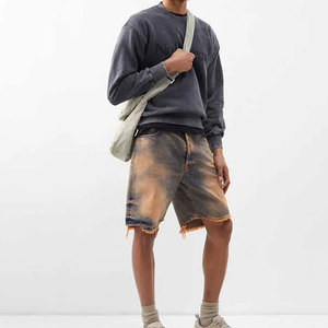 2025 été Streetwear haute qualité Baggy Style uni respirant 3 quarts Denim Jhorts pour hommes personnalisé brodé Logo Shorts - Product Image 1