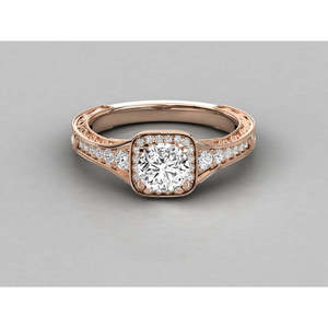 14K Gold Solitaire Diamond Ladies Ring Brilliant Design - Product Image 5