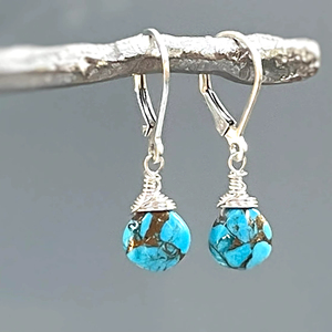 New Natural Turquoise Gemstone <b>Solid</b> 925 Sterling <b>Silver</b> 18K Gold Plated Simple Beautiful Drop And Dangle <b>Earrings</b> Fine Jewelry - Product Image 1
