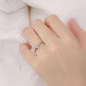 Anillo de Compromiso Solitario de Plata 925 con Moissanita de 1 Quilate y Piedra de Corte Brillante Redondo para Mujer, Anillo de Aniversario de Bodas - Product Image 6