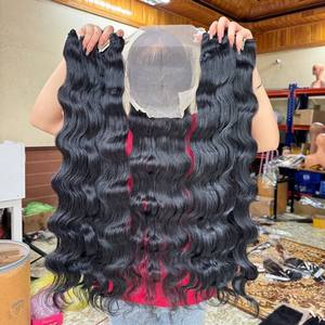 Wholesale Italian Curl Style <b>Wave</b> Hair Bundles with Lace Front Closure Vietnamese Raw Human Hair Extensions and <b>Wigs</b> - Product Image 2