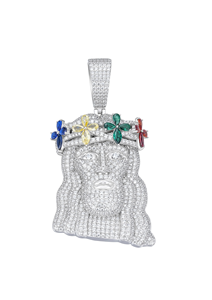 Colgante de Jesús de Moissanita Multicolor de Lujo para Hombre, Estilo Hip Hop con Incrustaciones, Chapado en Rodio, Regalo Religioso Cristiano - Product Image 2