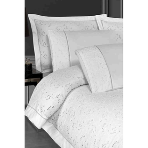 Parure de lit de luxe 6 pièces King Size en satin de coton XL, comprenant housse de couette, drap-housse et taies d'oreiller, motif uni, satiné et surpiqué - Product Image 3