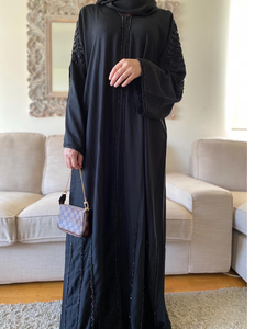 Robe de soirée d'été élégante pour dames Robe de cocktail modeste en maille poly avec paillettes brodées Perles de cristal - Product Image 4