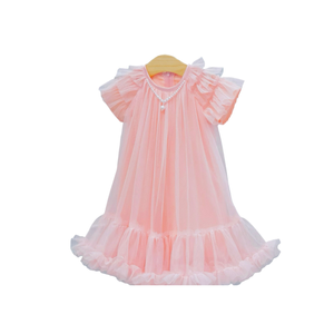 2024 nuevo vestido de niña de flores con patrón de malla 3D decorado con lentejuelas de encaje para bebés niños de talla grande vestido en capas 3D para sesiones de fotos - Product Image 1