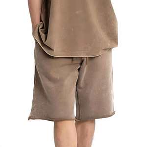 Conjunto de pantalones cortos lavados con ácido de verano para hombre Logotipo personalizado Fleece de alta calidad Impreso High Street Style Casual Tallas grandes Nuevo diseño - Product Image 3