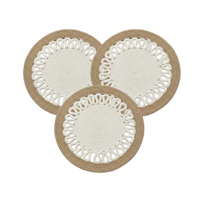 Mantel Individual de Tela Tejida a Mano con Acabado Natural de 14 Pulgadas, Mantel Individual Contemporáneo Ecológico para Mesa de Comedor, Hecho a Mano por Artesanos Indios - Product Image 1