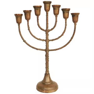 Candélabre en métal doré Portavela Bougeoir Hanukkah Menorah Centres de table de mariage Décoration intérieure par Impex Decor - Product Image 4