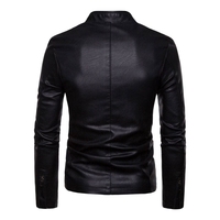 Veste en cuir enduit haut de gamme pour homme, coupe ajustée élégante, respirante, mode hiver, col montant en toile tissée, logo frontal