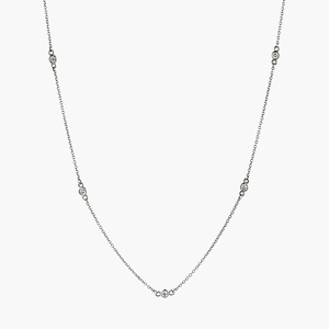 Delicado Collar de Oro Puro de 14k con Siete Piedras Redondas de Diamantes Cultivados en Laboratorio de 0.75ct, Certificados por IGI y GIA, Color EF VS, Ajustable para Mujer - Product Image 3