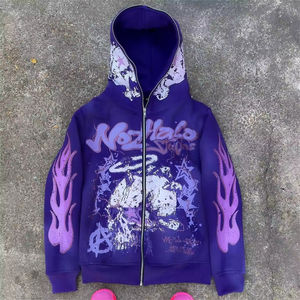 Sudadera con capucha de algodón puro con logotipo personalizado de estampado en caliente de cuerpo completo de alta calidad Sudadera con capucha de peso pesado totalmente personalizada para hombres - Product Image 2