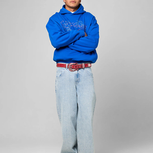 Sudadera con Capucha Personalizada con Pedrería Bordada, 100% Algodón, Estilo Vintage para Hombre, Invierno, Teñido Liso, Felpa Gruesa, Transpirable - Product Image 3