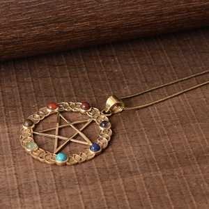 Fashionable <b>Pentagram</b> <b>Necklaces</b> Gothic Brass Pendant for Women 18k Gold Plated Boho Celestial Star Design for Wholesale/OEM/ODM - Product Image 5