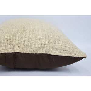 Subtle Striped Beige Wool 16x16 Inch <b>Pillow</b> Woven Vintage Pattern Kantha Patchwork - Product Image 5