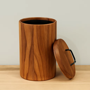 hOT SELLING Wooden Canister with Lid and Black Handle Modern Design <b>for</b> Kitchen and <b>Home</b> Storage premium jars <b>for</b> <b>sale</b> - Product Image 1