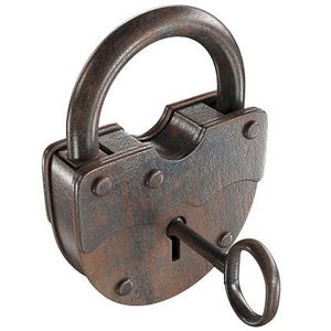 Gran cerradura decorativa de hierro y llave con diseño antiguo para puertas rústicas troncos armarios o muebles de madera - Product Image 2