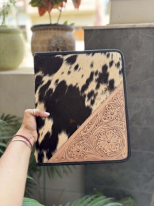 ซองหนังแท้ใส่เอกสารรับรองอเนกประสงค์หนังวัวพร้อมที่ปิดและห่วง - Product Image 6