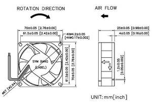 Electric DC 12V Ball Bearing Plastic Industrial Axial Flow <b>Fan</b> CE Certified OEM (D7025) - Product Image 3