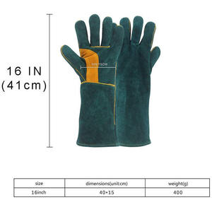 Guantes de soldadura de la mejor calidad para protección de manos, guantes de soldadura de cuero vacuno, guantes de protección para trabajo y camping para hombres - Product Image 5