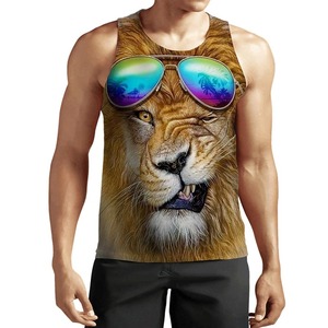 Nouveau haut de gamme élégant été Gym maillots élégant 3D imprimé respirant débardeur 100% coton en gros hommes débardeur - Product Image 3