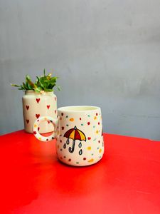 250ml tasse à café de haute qualité peint à la main parapluie tasse en céramique tasses de poterie à la main pour les cadeaux amateur de thé - Product Image 2