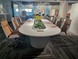 Table de conférence moderne en panneaux MDF avec pieds en alliage d'aluminium, grande taille personnalisable, table de réunion pour 8, 10 ou 12 personnes, pour bureau, salle de réunion - Product Image 5