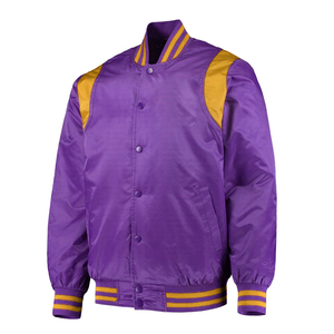 Wholesale Unisex Premium Quality Winter <b>Varsity</b> Satin <b>Bomber</b> <b>Jackets</b> Windproof Eco-Friendly Custom Logo Durable Button Closure - Product Image 5