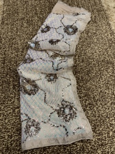 Lycra importé et qualité d'exportation fine yard paillettes lourdes travail coupe sari dimensionnel avec sari en soie de travail de diamant Swarovski - Product Image 2