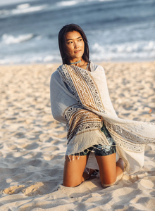 Soft Khadi Cotton Handloom Tribal Scarf Long Hand Block Printed <b>Stole</b> Sarong Pareo Lungi - Product Image 5