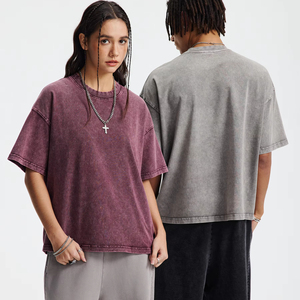 Vente en gros T-Shirt homme lourd vintage teint uni qualité supérieure personnalisé DTG sérigraphie Streetwear coupe régulière à épaules tombantes - Product Image 6